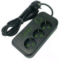 Мережевий фільтр Power Socket F09U 2500 Вт 2 м чорний • Подовжувач Power Socket F09U на 3 розетки з 4 USB, PD Type-C і вимикачем