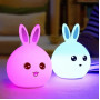 Дитячий світильник – нічник Зайчик LED Rabbit Soft Touch силіконовий із вбудованим акумулятором ∙ 7 режимів свічіння