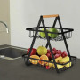 Настільний двоярусний кошик - фруктівниця з дерев'яною ручкою Double Fruit Basket · Розбірний металевий кошик для фруктів
