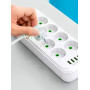 Мережевий подовжувач-фільтр PNS-02/D10 білий 5 м з LED-індикатором, 4 USB і PD Type-C
