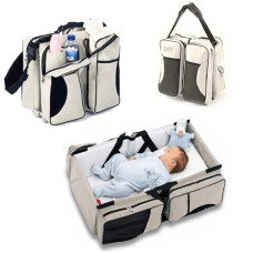 Багатофункціональна складана сумка – ліжко для перенесення дитини Ganen baby bed and bag Бежева