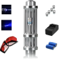 Лазер Laser B017 з п'ятьма насадками в кейсі ∙ Синя лазерна указка Laser B017 445 nm