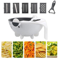 Овочерізка - мультислайсер з кошиком 9 в 1 WET BASKET VEGETABLE CUTTER Багатофункціональна ручна терка-шинковка з ємністю
