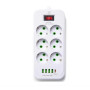 Мережевий подовжувач-фільтр PNS-03/D6 білий 3 м з LED-індикатором, 4 USB і PD Type-C