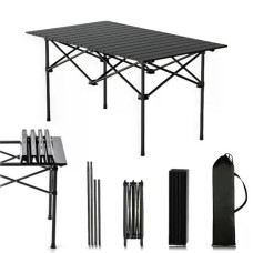 Складаний туристичний стіл 120×55×50 см чорний