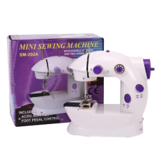 Швейна міні машинка Mini Sewing Machine SM-202A 4 в 1 портативна домашня машинка для шиття від мережі / батарей / педалі