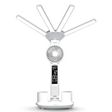 Настільна LED-лампа KRX-1011 з вентилятором, годинником і підставкою