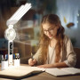 Настільна LED-лампа KRX-1011 з вентилятором, годинником і підставкою