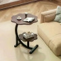 Журнальний столик 64230 коричневий з чорним низом • Кавовий приліжковий столик 40×40×60 см для вітальні та спальні