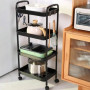 Органайзер стелаж для дому на 4 яруси з гачками • Етажерка для кухонного приладдя на коліщатках SKLM-11