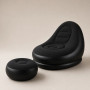 Надувний диван AIR SOFA з насосом чорний • Велюрове надувне крісло-диван для дому, дачі, відпочинку, пляжу та кемпінгу