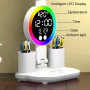 Настільна LED лампа KRX-104 з RGB-підсвіткою, вентилятором, годинником і підставкою