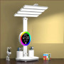 Настільна LED лампа KRX-104 з RGB-підсвіткою, вентилятором, годинником і підставкою