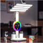 Настільна LED лампа KRX-104 з RGB-підсвіткою, вентилятором, годинником і підставкою