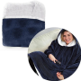 Двостороння толстовка-плед Huggle Hoodie Blanket з капюшоном ∙ Синя