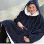Двостороння толстовка-плед Huggle Hoodie Blanket з капюшоном ∙ Синя
