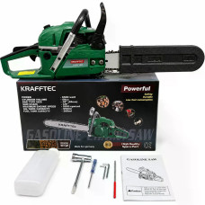 Бензопила KRAFFTEC 6500 Вт 45 см • Бензиновая цепная пила KRAFFTEC 58 см³ 9500 об/мин с шиной 45 см для дров и сада