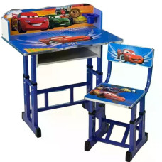 Набір дитячих меблів Disney Cars біло-блакитний • Регульована дитяча парта Disney Cars зі стільцем, полицею та підставкою для ніг