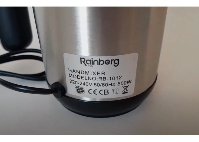 Міксер ручний 5 швидкостей 600 Вт Rainberg RB-1012 Міксер ручний 5 швидкостей 600 Вт Rainberg RB-1012