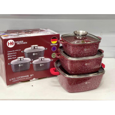 Набір каструль Higher Kitchen HK-302 КРАСНІ з гранітним антипригарним покриттям Набір каструль Higher Kitchen HK-302 КРАСНІ з гранітним антипригарним покриттям