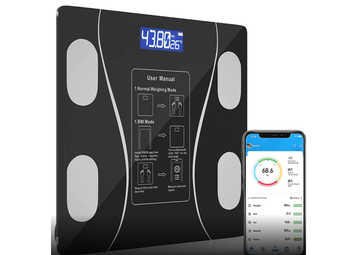 Підлогові розумні фітнес-ваги Bluetooth до 180 кг A-8003/Смарт ваги з застосунком