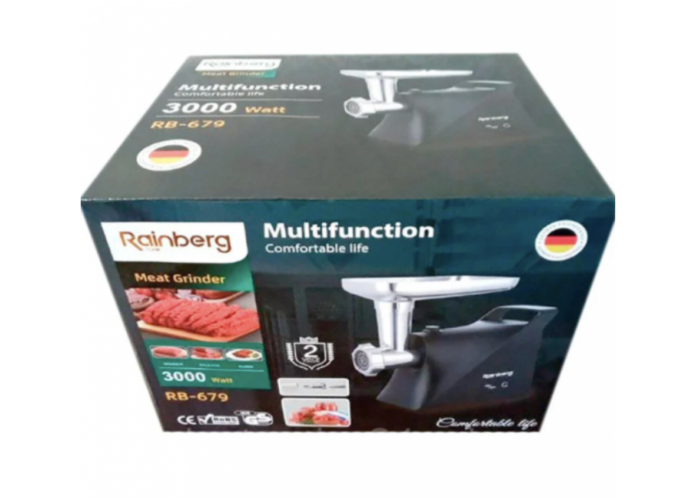 М'ясорубка Rainberg RB-679 3000W Black 2в1 Електрична Електросоковичавниця Електро м'ясорубка М'ясорубка Rainberg RB-679 3000W Black 2в1 Електрична Електросоковичавниця Електро м'ясорубка