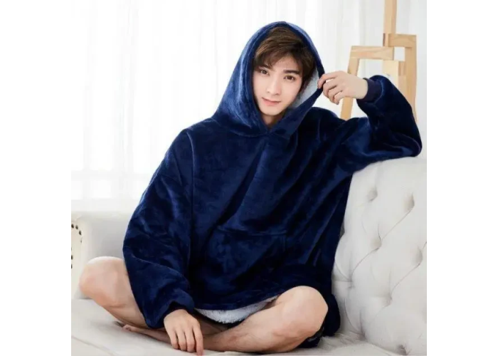 Толстовка плед із капюшоном Huggle Hoodie Синій