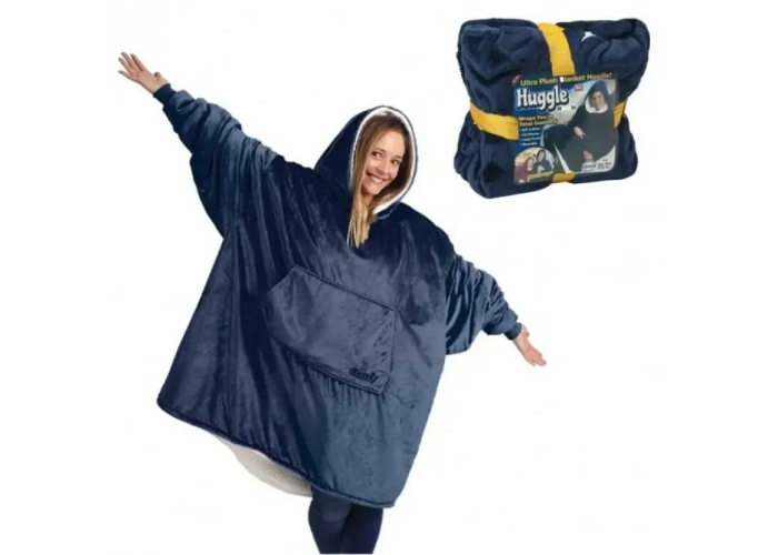Толстовка плед із капюшоном Huggle Hoodie Синій