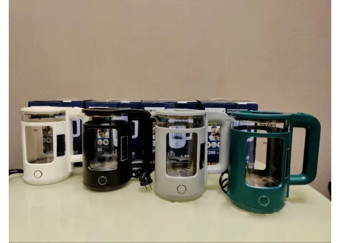 Дисковий прозорий електрочайник Rainberg RB-2220 Скляний електричний чайник з підсвіткою 2200W