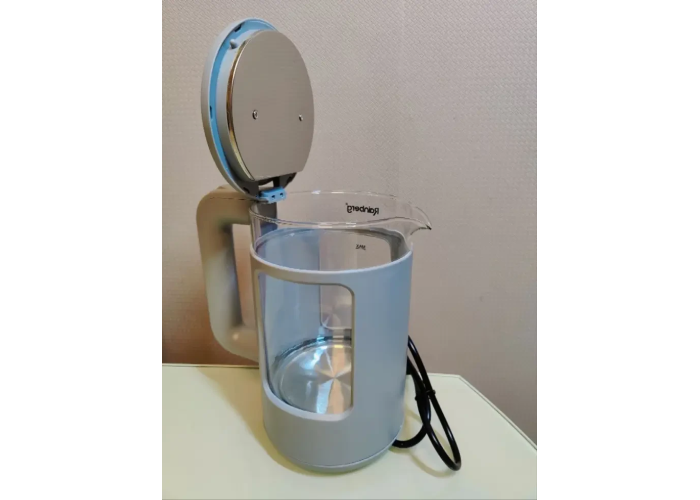 Дисковий прозорий електрочайник Rainberg RB-2220 Скляний електричний чайник з підсвіткою 2200W