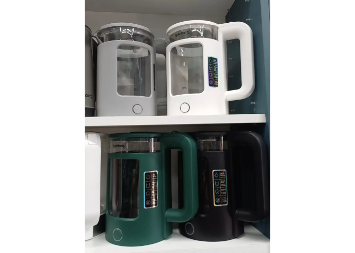 Дисковий прозорий електрочайник Rainberg RB-2220 Скляний електричний чайник з підсвіткою 2200W