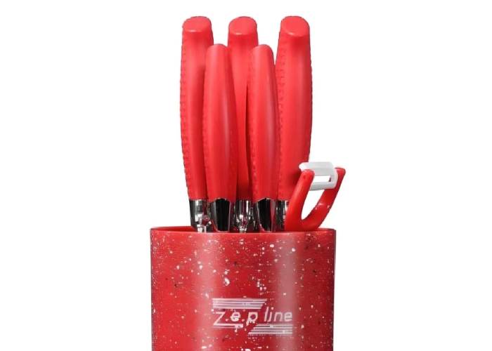 Професійний набір ножів Zepline ZP-046 з підставкою набір кухонних ножів 7 предметів Червоний