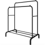 Подвійна стійка вішалка для одягу та взуття Loft Rack підлогова сталева з полицею Black