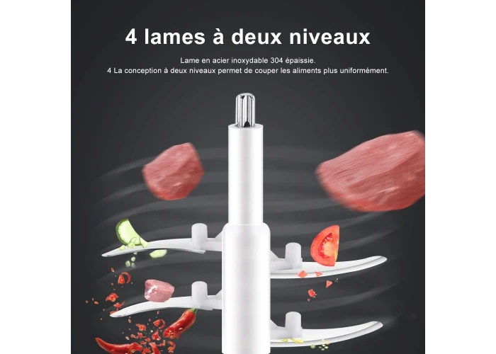 Електричний подрібнювач 2 л 4 леза з неіржавкої сталі Rainberg RB-2201 1300 Watt