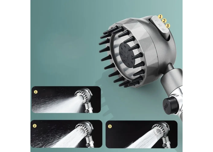 Душова лійка масажна 4в1 Shower Head 360° кнопка вимкнення води, 3 режими, масажні шипи