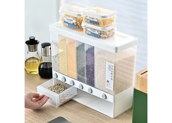 ОРГАЙЗЕР для сипких продуктів Assorted Grain Rice Bucket Диспенсер, з кнопкою дозатором для круп 6 секцій ОРГАЙЗЕР для сипких продуктів Assorted Grain Rice Bucket Диспенсер, з кнопкою дозатором для круп 6 секцій