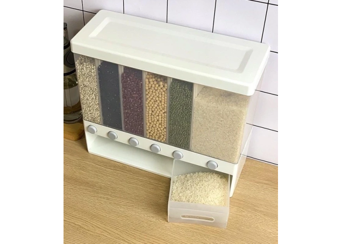ОРГАЙЗЕР для сипких продуктів Assorted Grain Rice Bucket Диспенсер, з кнопкою дозатором для круп 6 секцій ОРГАЙЗЕР для сипких продуктів Assorted Grain Rice Bucket Диспенсер, з кнопкою дозатором для круп 6 секцій