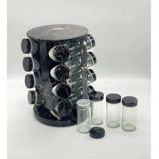 Органайзер для спецій, набір ємностей баночок Marble BLACK 16 штук Органайзер для спецій, набір ємностей баночок Marble BLACK 16 штук