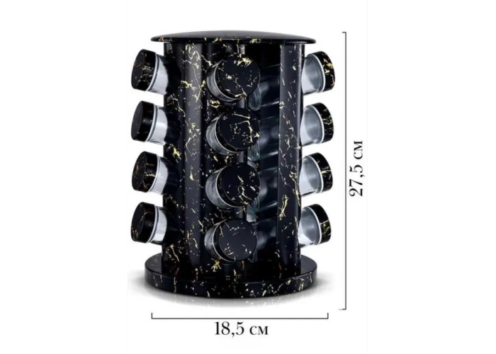 Органайзер для спецій, набір ємностей баночок Marble BLACK 16 штук Органайзер для спецій, набір ємностей баночок Marble BLACK 16 штук