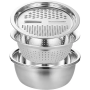 Багатофункціональний кухонний набір із неіржавкої сталі 3 в 1 Metal Basket Cutter Миска друшляк і тертка Багатофункціональний кухонний набір із неіржавкої сталі 3 в 1 Metal Basket Cutter Миска друшляк і тертка