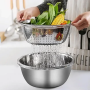 Багатофункціональний кухонний набір із неіржавкої сталі 3 в 1 Metal Basket Cutter Миска друшляк і тертка Багатофункціональний кухонний набір із неіржавкої сталі 3 в 1 Metal Basket Cutter Миска друшляк і тертка