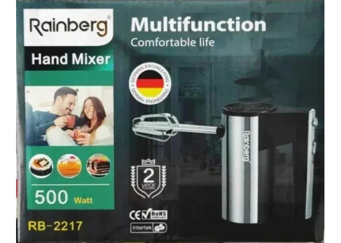 Міксер ручний Rainberg RB-2217 5 швидкостей 500W Міксер ручний Rainberg RB-2217 5 швидкостей 500W