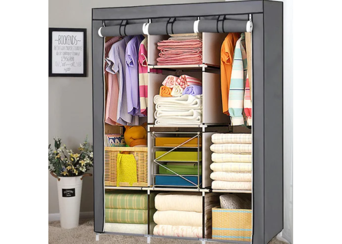Складана каркасна тканинна шафа Storage Wardrobe 88130, шафа на три секції 130*45*175