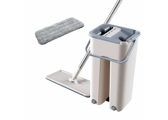 Швабра та Відро Велике Scratch Cleaning Mop зі складаною ручкою та системою віджимання, дві насадки мікрофібри