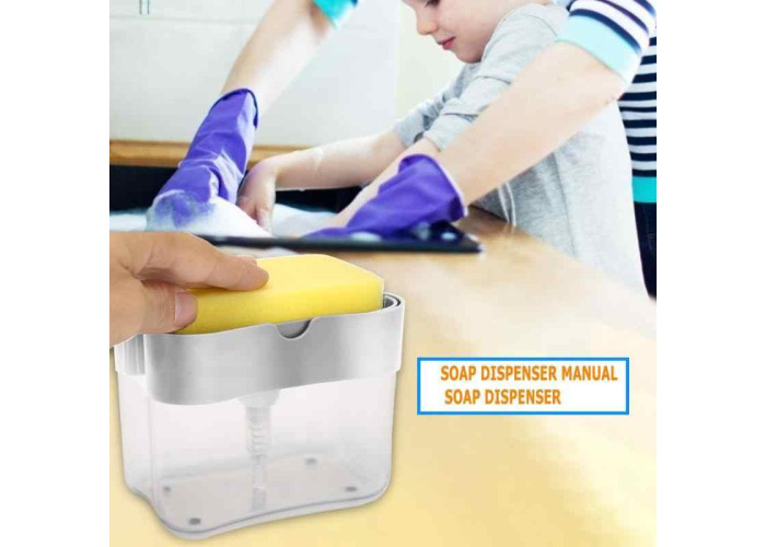 Органайзер для мочалок з мильницею та дозатором натискна Soap Pump Sponge Caddy Органайзер для мочалок з мильницею та дозатором натискна Soap Pump Sponge Caddy