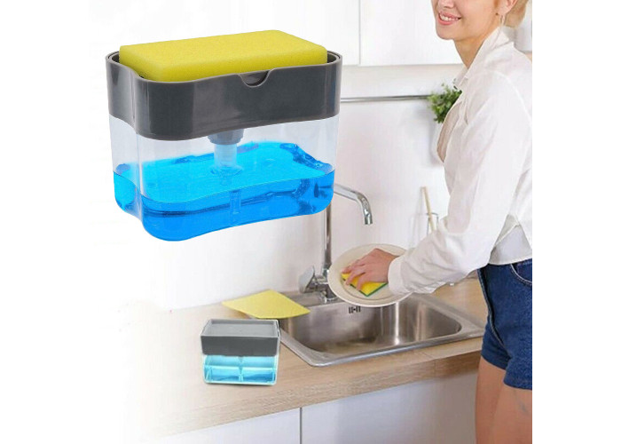 Органайзер для мочалок з мильницею та дозатором натискна Soap Pump Sponge Caddy Органайзер для мочалок з мильницею та дозатором натискна Soap Pump Sponge Caddy