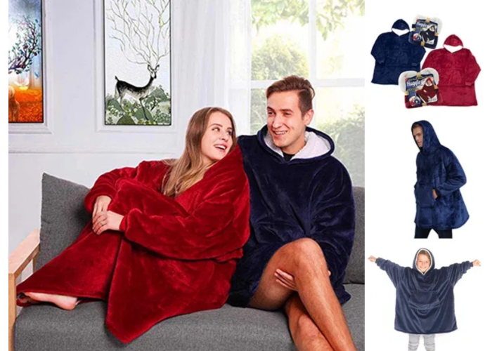 Толстовка — плед із капюшоном HUGGLE HOODIE BLANKET, плед із рукавами Бордовий