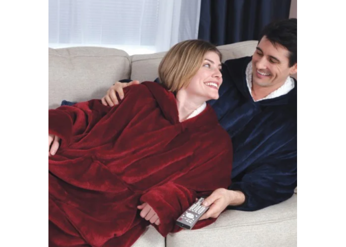 Толстовка — плед із капюшоном HUGGLE HOODIE BLANKET, плед із рукавами Бордовий